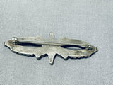 Early 1900's Vintage Native American Zuni Blue Green Turquoise Sterling Silver Pin-Nativo Arts