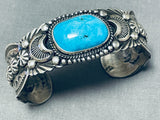 Victor Begay Vintage Native American Navajo Blue Gem Turquoise Sterling Silver Bracelet-Nativo Arts