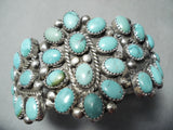 Huge Vintage Native American Navajo Domed Turquoise Sterling Silver Cluster Bracelet-Nativo Arts