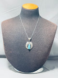 Double Flank Leaf Vintage Native American Navajo Turquoise Sterling Silver Necklace Old-Nativo Arts