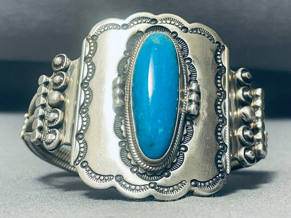 Twist Coil Vintage Native American Navajo Turquoise Sterling Silver Bracelet Cuff-Nativo Arts