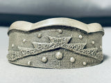Hand Poured Hot Sterling Silver Native American Navajo Geomtric Bracelet-Nativo Arts