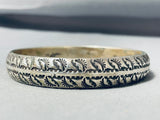 One Of The Most Detailed Vintage Native American Navajo Sterling Silver Bracelet-Nativo Arts
