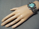 Rare Blue Diamond Turquoise Vintage Native American Navajo Sterling Silver Bracelet-Nativo Arts