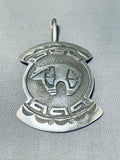 Interesting Vintage Signed Native American Navajo Sterling Silver Bear Pendant-Nativo Arts