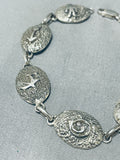 Ancient Native American Navajo Petroglyph Vintage Native American Navajo Yazzie Sterling Silver Link Bracelet-Nativo Arts
