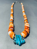 Native American Tears Of Joy Santo Domingo Turquoise Shell Sterling Silver Necklace-Nativo Arts