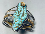 Most Unique Vintage Native American Navajo Brass Flower Sterling Silver Turquoise Bracelet-Nativo Arts