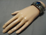 Stunning Vintage Navajo Wide Azurite Sterling Silver Native American Bracelet-Nativo Arts