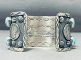 Spectacular San Felipe Signed Blue Gem Turquoise Sterling Silver Dimes Cuff-Nativo Arts