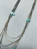 Superb Vintage Native American Navajo Old Kingman Turquoise Sterling Silver Necklace-Nativo Arts