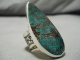 Striking Vintage Native American Navajo H Joe Deep Green Turquoise Sterling Silver Ring-Nativo Arts
