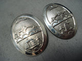 Superb Navajo Sterling Silver Storyteller Earrings Native American-Nativo Arts