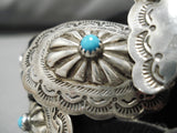 Important Vintage Native American Navajo Nila Turquoise Sterling Silver Bracelet Cuff Old-Nativo Arts