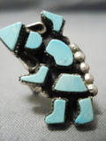 Intrciate! Vintage Zuni Native American Kachina Turquoise Dancer Ring-Nativo Arts