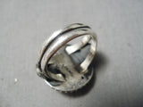 Important Vintage Native American Navajo Jeanette Dale #8 Turquoise Sterling Silver Ring-Nativo Arts