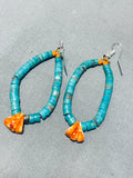 Very Rare Vintage Native American Navajo Turquoise Sterling Silver Jacla Earrings-Nativo Arts