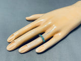Wonderful Vintage Native American Zuni Blue Gem Turquoise Sterling Silver Ring-Nativo Arts