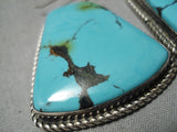 Stunning Huge Vintage Native American Navajo Spiderweb Turquoise Chunk Sterling Silver Earrings-Nativo Arts