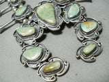 Yazzie Vintage Native American Navajo Royston Turquoise Sterling Silver Squash Blossom Necklace-Nativo Arts