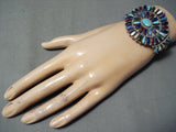 Rare Colorful Vintasge Native American Navajo Turquoise Coral Sterling Silver Bracelet-Nativo Arts