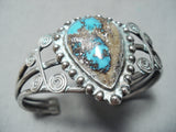 One Of The Best Vintage Native American Navajo Bisbee Turquoise Sterling Silver Bracelet-Nativo Arts