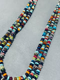 Gorgeous Native American Navajo Turquoise Coral Spiny Lapis Sterling Silver 3 Strand Necklace-Nativo Arts
