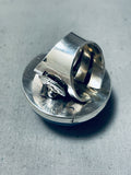 One Of The Largest Ever Native American Navajo Lapis Sterling Silver Bulbous Ring-Nativo Arts