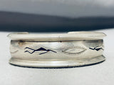 Slim Kokopelli Vintage Native American Navajo Hand Tooled Sterling Silver Bracelet-Nativo Arts