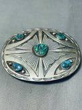 Peters Family Vintage Native American Navajo Turquoise Sterling Silver Buckle Old-Nativo Arts