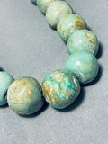 Very Rare Vintage Native American Navajo Rounded Turquoise Sterling Silver Necklace-Nativo Arts