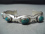 Wonderful Vintage Navajo Turquoise Sterling Silver Bracelet Native American Old-Nativo Arts