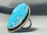 Breathtaking Vintage Native American Navajo Morenci Turquoise Sterling Silver Ring-Nativo Arts