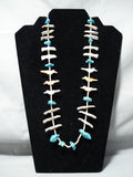 Interesting Vintage Native American Zuni Turquoise Fetish Sterling Silver Necklace Old-Nativo Arts