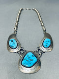 Best Terr Goodluck Vintage Native American Navajo Turquoise Sterling Silver Necklace-Nativo Arts
