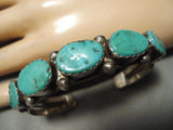 Chunky Vintage Native American Navajo Turquoise Sterling Silver Coiled Bracelet Old-Nativo Arts