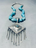 One Of The Most Unique Yazzie Native American Navajo Turquoise Sterling Silver Necklace-Nativo Arts