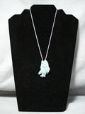 Completely Hand Carved Eagle Vintage Native American Navajo Turquoise Sterling Silver Necklace-Nativo Arts