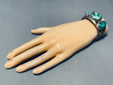 Very Rare Aquastone Vintage Native American Navajo Sterling Silver Bracelet Cuff-Nativo Arts