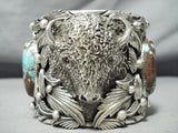 232 Gram Heavy Native American Buffalo Turquoise Sterling Silver Bracelet-Nativo Arts