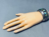 Kokopelli Side Vintage Native American Navajo Green Turquoise Sterling Silver Bracelet-Nativo Arts