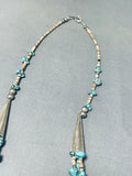 Magnificent Vintage Native American Navajo Kingman Turquoise Sterling Silver Necklace-Nativo Arts