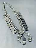 Important Vintage Native American Navajo Old Kingman Turquoise Sterling Silver Bear Paw Necklace-Nativo Arts