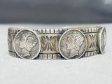 Unique Vintage Native American Navajo Sterling Silver Dimes Bracelet-Nativo Arts