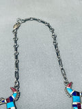 One Of The Best Vintage Native American Navajo Turquoise Horse Inlay Sterling Silver Necklace-Nativo Arts