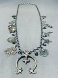 One Of The Most Unique Vintage Native American Navajo Sterling Silver Squash Blossom Necklace-Nativo Arts