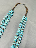 Breathtaking Vintage Native American Navajo Kingman Turquoise Chunks Sterling Silver Necklace-Nativo Arts