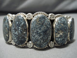 Very Rare Native American Navajo Domed New Lander Blue Turquoise Sterling Silver Bracelet-Nativo Arts