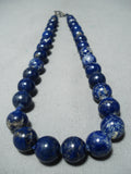Exquisite Navajo Native American Lapis Sterling Silver Necklace-Nativo Arts