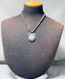 Signed Vintage Native American Navajo Blue Diamond Turquoise Sterling Silver Necklace-Nativo Arts